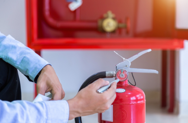 Commercial fire extinguishers need regular inspection.